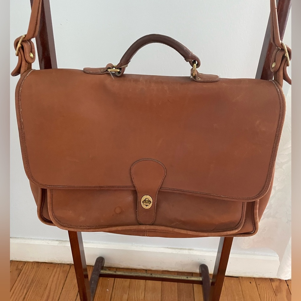 Vintage Coach British Tan Leather Portfolio Briefcase Bag Business Collection - Picture 3 of 14
